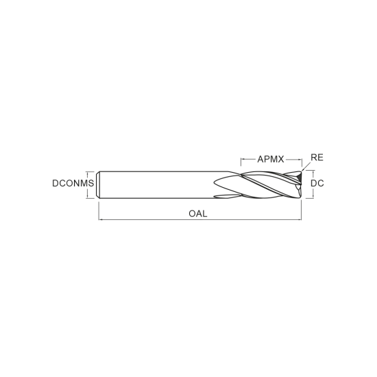 SC ENDMILL HR30GS 4 030 12 R025 PHP920 - DRW