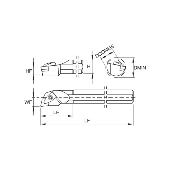 TOOLHOLDER S40V DCLN L 12 - DRW